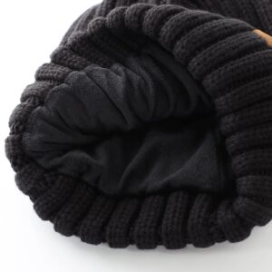 Home Prefer Men's Winter Hats Acrylic Knit Beanie Watch Cap Cold Weather Snow Ski Beanie Hat with Lining Black