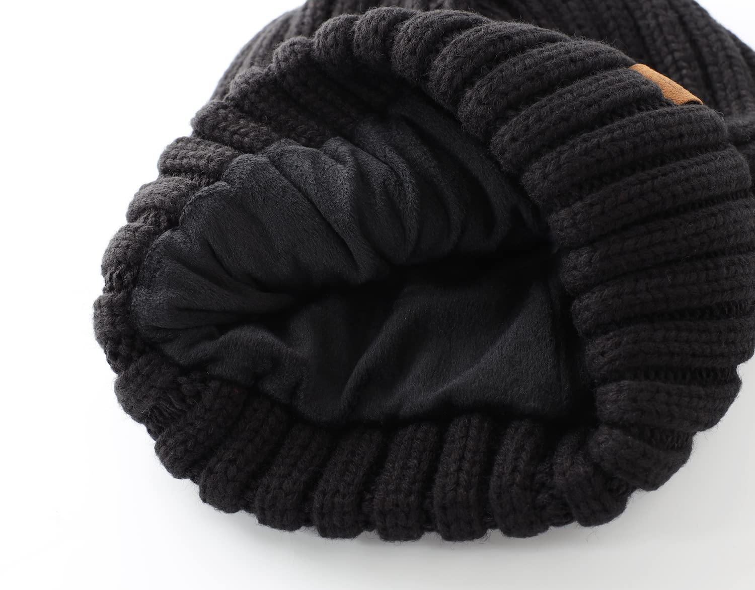 Home Prefer Men's Winter Hats Acrylic Knit Beanie Watch Cap Cold Weather Snow Ski Beanie Hat with Lining Black