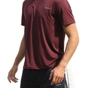 GRAMVAL Men's Crew T-Shirt,Light Weight Dry-Fit Moisture Wicking Active Athletic Performance Burgundy