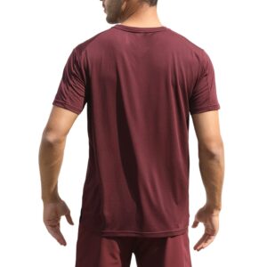 GRAMVAL Men's Crew T-Shirt,Light Weight Dry-Fit Moisture Wicking Active Athletic Performance Burgundy