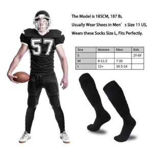 YYXR Black Football Socks Non Slip Extra Long Compression Socks Men Soccer Socks Knee High Scrunchie Athletic Tube Socks