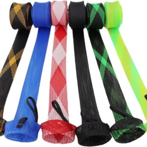 Anzeho Rod Socks Fishing Rod Sleeve 6Pcs Fishing Pole Protect Cover Braided Mesh 67 inches for Spinning Fishing Rod, Casting Rods Glove, Bait Caster Rods