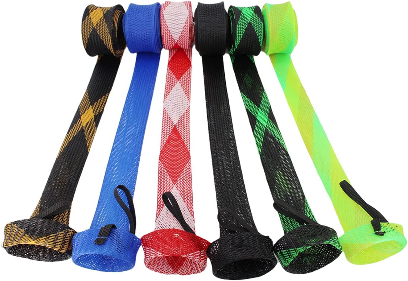 Anzeho Rod Socks Fishing Rod Sleeve 6Pcs Fishing Pole Protect Cover Braided Mesh 67 inches for Spinning Fishing Rod, Casting Rods Glove, Bait Caster Rods