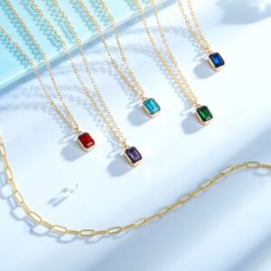 Vrsilver Birthstone Necklace for Women, Layered Gold Necklaces for Women Trendy Emerald Necklaces for Women May Birthstone Necklace for Girls Birthday Gifts for Women Gold Layered Necklaces for Women