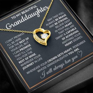 DsmStore To My Granddaughter Necklace, Granddaughter Gifts From Grandma Grandmother Or Grandpa Grandfather, Interlocking Heart Necklace Granddaughter (Stainless Steel & Rose Gold Finish)