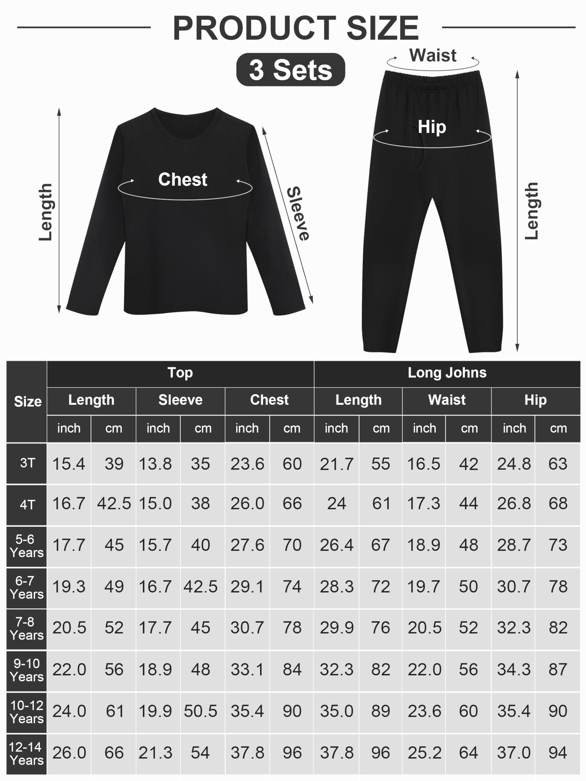 Resinta Boys' Fleece Lined Thermal Underwear Set Winter Kids’ Top & Long Johns Base Layer Shirt & Pants for Boys