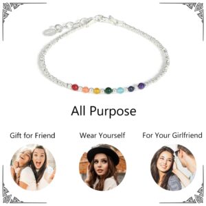 Simbolik 7 Chakra Bracelet - Authentic 925 Sterling Silver - Handcrafted Energy Healing Jewelry for Women - Real Stones & Crystals - Ideal Birthday & Christmas Gift (7 Chakra Bracelet Model 1)