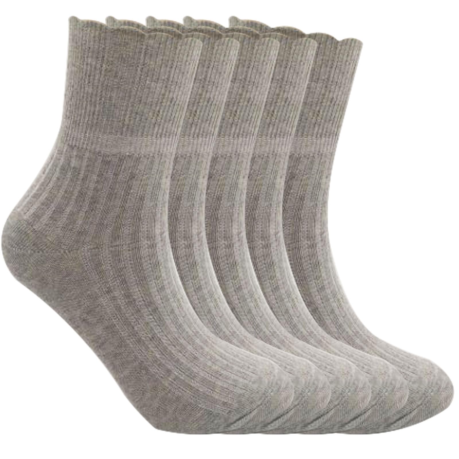 Jinboyoupin Women's loose cotton socks diabetes ankle socks varicose veins pregnant women, middle-aged sailor socks 5 pairs. (Grey five pairs)