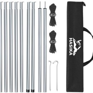 Hasika Camping Tent Pole Repair Kit Including Ropes Stakes Adjustable from 30" to 74.8" Replacement for Tarp Awning Rainfly 2 Set (10 Sections)