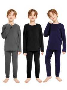 resinta boys' fleece lined thermal underwear set winter kids’ top & long johns base layer shirt & pants for boys