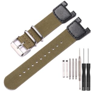 24mm Premium nylon Strap Compatible with Casio SGW-100 SGW-200 PAS-400B GW-3000B GW-3500B Twin Sensor Men's Sport Watch Accessories Replacement Leather Band