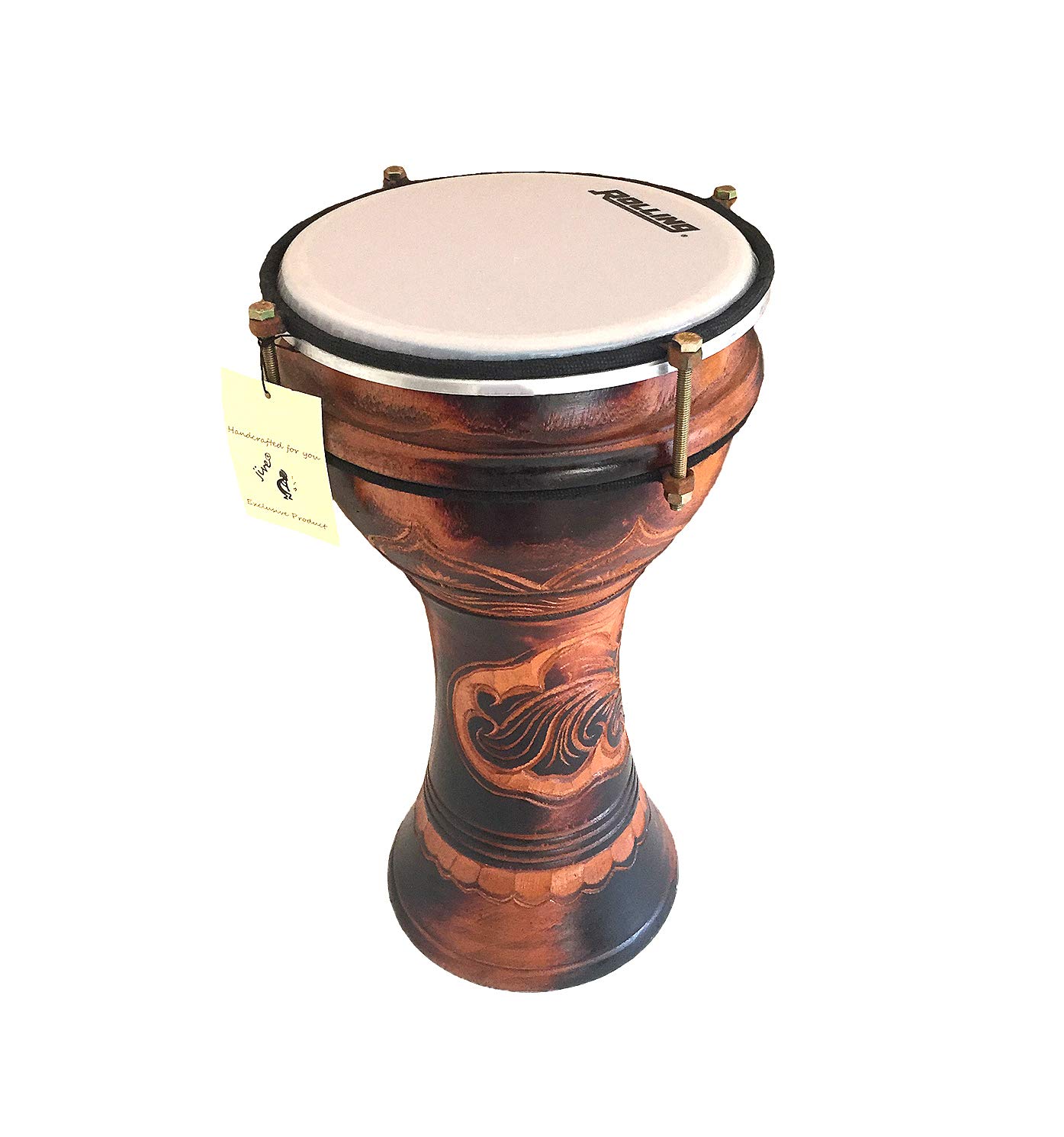 JIVE Djembe Drum Doumbek Darbuka Drum With Fiberskin Synthetic Head Bongo Congo African Solid Wood Drum Professional Quality/Sound 16" High - Includes Drum Bag