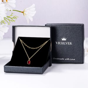 Vrsilver Birthstone Necklace for Women, Layered Gold Necklaces for Women Trendy Emerald Necklaces for Women May Birthstone Necklace for Girls Birthday Gifts for Women Gold Layered Necklaces for Women