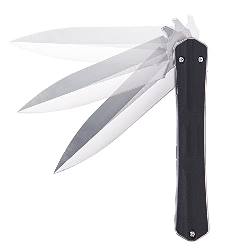 TACRAY Unique Folding Camping Knife, One-hand Operated Hunting Knife (NOT a Flick Knife), Pocket Clip Knife with Durable Handle (G10) and Single-edged Sharp Blade