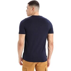 Icebreaker Merino Men's Standard Tech Lite II SS Tee Skiing Yeti, Midnight Navy