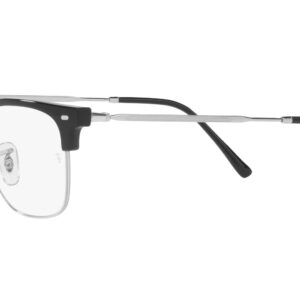 Ray-Ban RX7216 New Clubmaster Square Prescription Eyewear Frames, Black on Silver/Demo Lens, 51 mm