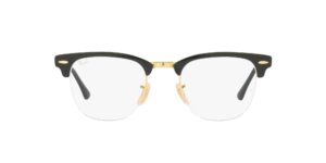 ray-ban rx3716vm clubmaster metal square prescription eyewear frames, green on gold/demo lens, 50 mm