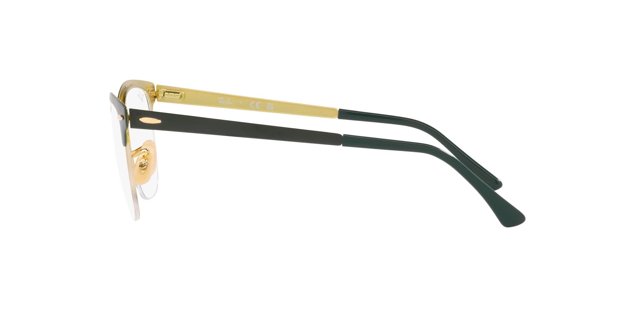 Ray-Ban RX3716VM Clubmaster Metal Square Prescription Eyewear Frames, Green on Gold/Demo Lens, 50 mm