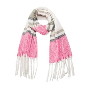 Elegant Scarf Women's Long Striped Blanket Chunky Oversized Winter/Fall Warm Scarf Big Scarves Wrap (Hot Pink, One Size)