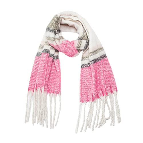 Elegant Scarf Women's Long Striped Blanket Chunky Oversized Winter/Fall Warm Scarf Big Scarves Wrap (Hot Pink, One Size)