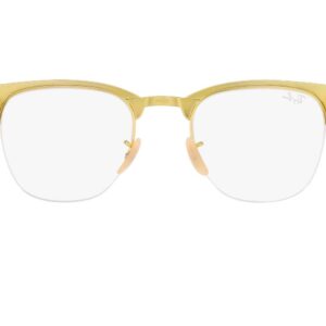 Ray-Ban RX3716VM Clubmaster Metal Square Prescription Eyewear Frames, Green on Gold/Demo Lens, 50 mm