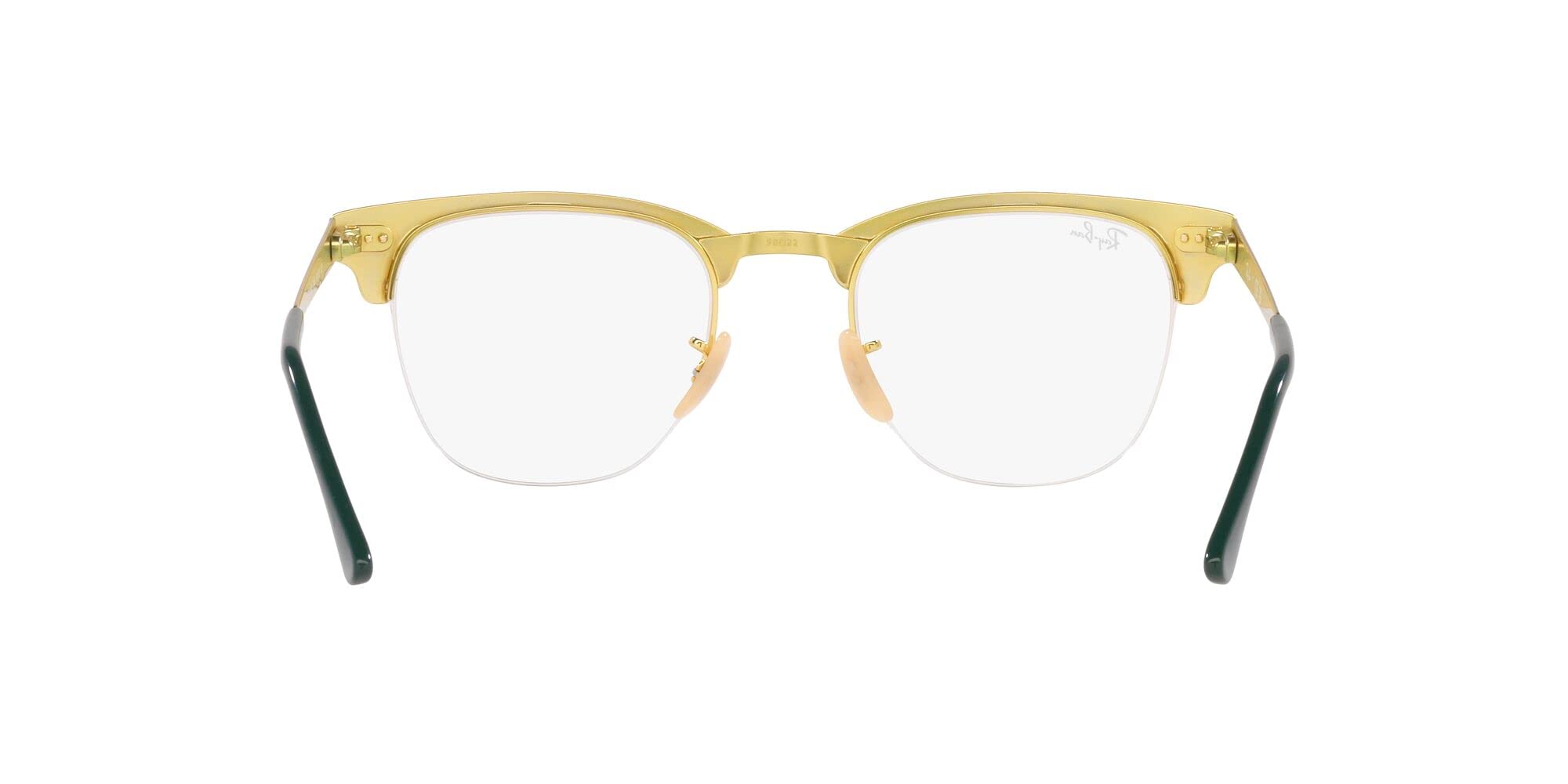 Ray-Ban RX3716VM Clubmaster Metal Square Prescription Eyewear Frames, Green on Gold/Demo Lens, 50 mm