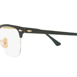 Ray-Ban RX3716VM Clubmaster Metal Square Prescription Eyewear Frames, Green on Gold/Demo Lens, 50 mm