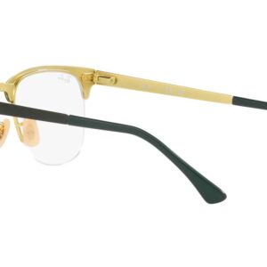 Ray-Ban RX3716VM Clubmaster Metal Square Prescription Eyewear Frames, Green on Gold/Demo Lens, 50 mm