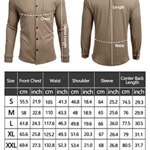 COOFANDY Men's Corduroy Shirt Jacket Slim Fit Button up Work Shirt with Two Flap Pockets Brown