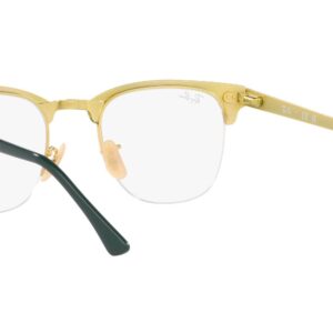 Ray-Ban RX3716VM Clubmaster Metal Square Prescription Eyewear Frames, Green on Gold/Demo Lens, 50 mm