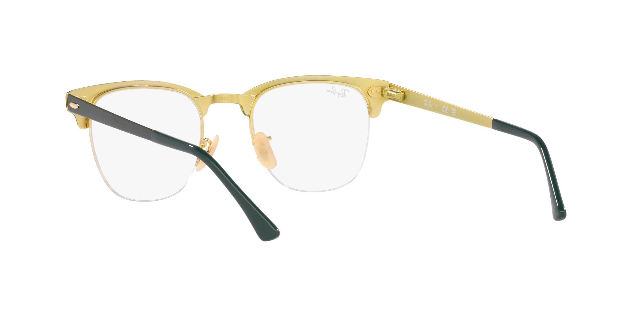 Ray-Ban RX3716VM Clubmaster Metal Square Prescription Eyewear Frames, Green on Gold/Demo Lens, 50 mm