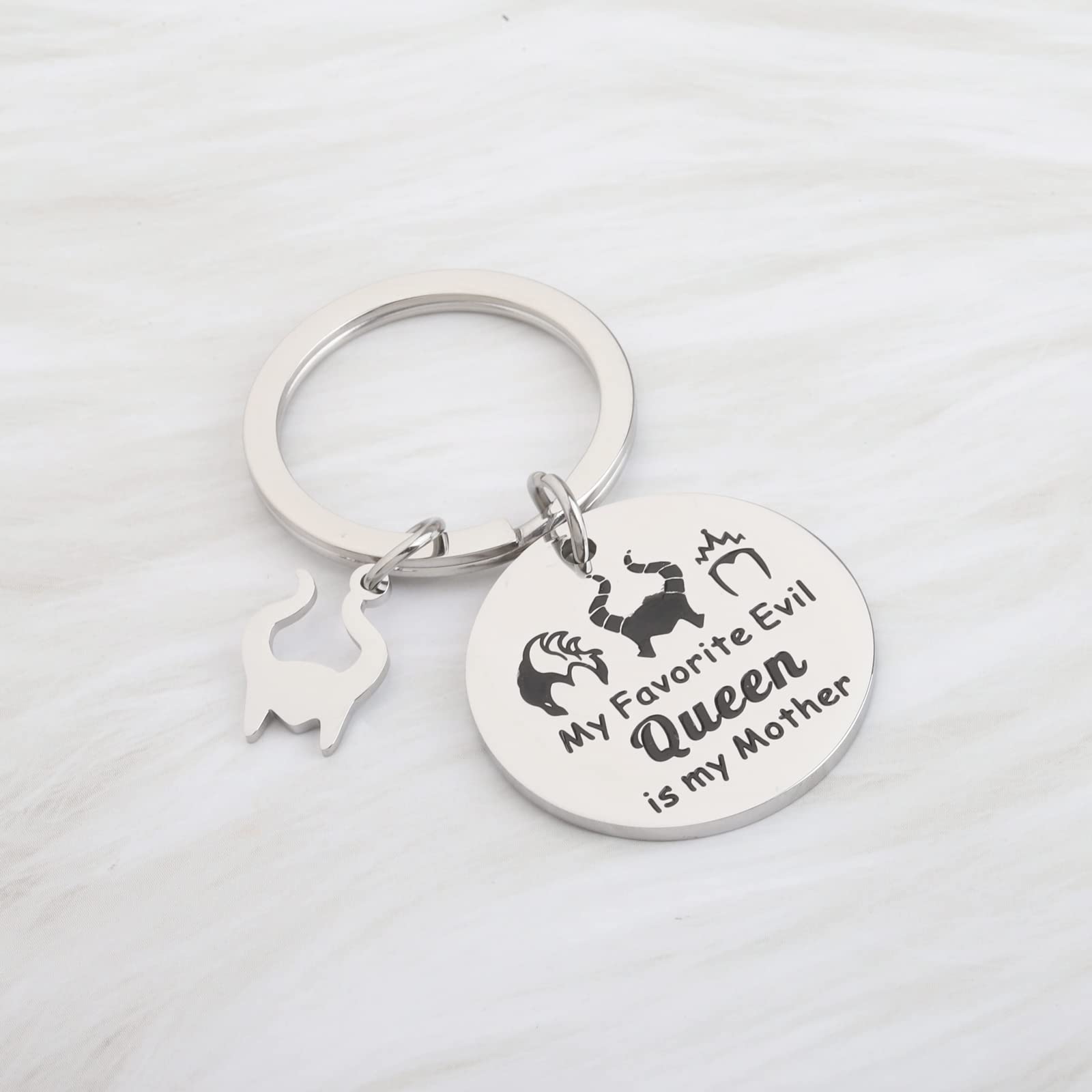 TGBJE Villains Evil Queen Gift My Favorite Evil Queen is my Mother Keychain Villains Gift Witches Gift Movie Inspired Gift (evil queen kc)