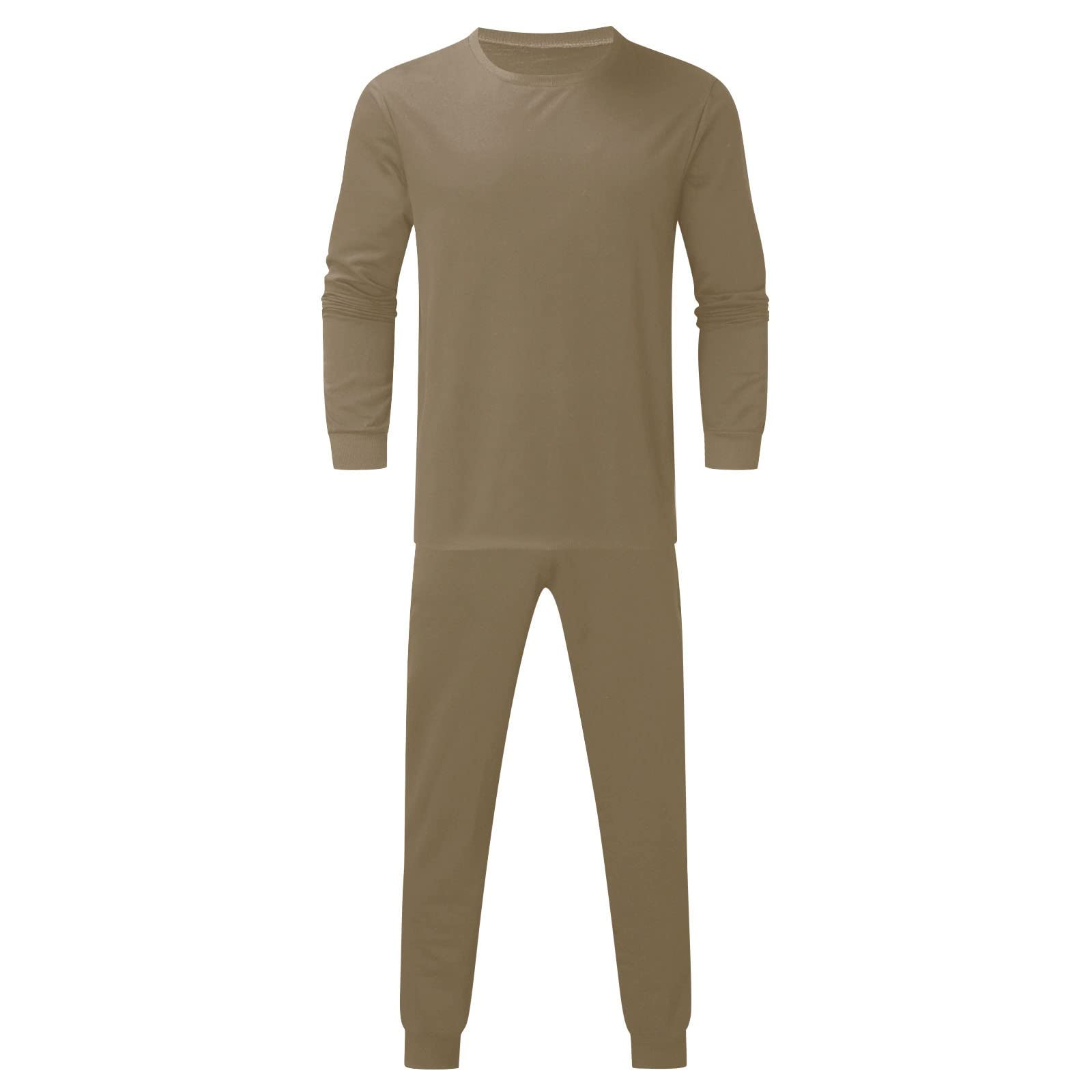 Men's Tracksuit Long Sleeve Round Neck Sweatshirts Tops Pants Set Two Piece Sweatsuits Outfits Sports Suit(Khaki,X-Large)