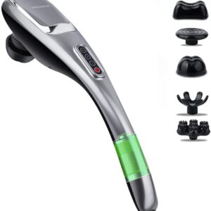 MEGAWISE Handheld Back Massager | Deep Tissue Percussion Massage Back Neck Shoulders Waist and Legs (Cordless 2023 Updated Ver.)