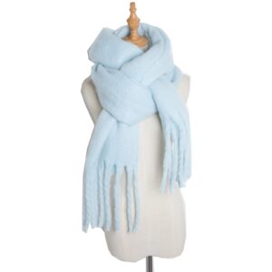 Elegant Wraps Large Scarf Women's Long Blanket Chunky Oversized Winter Fall Warm Scarf Big (Light Blue, One Size)