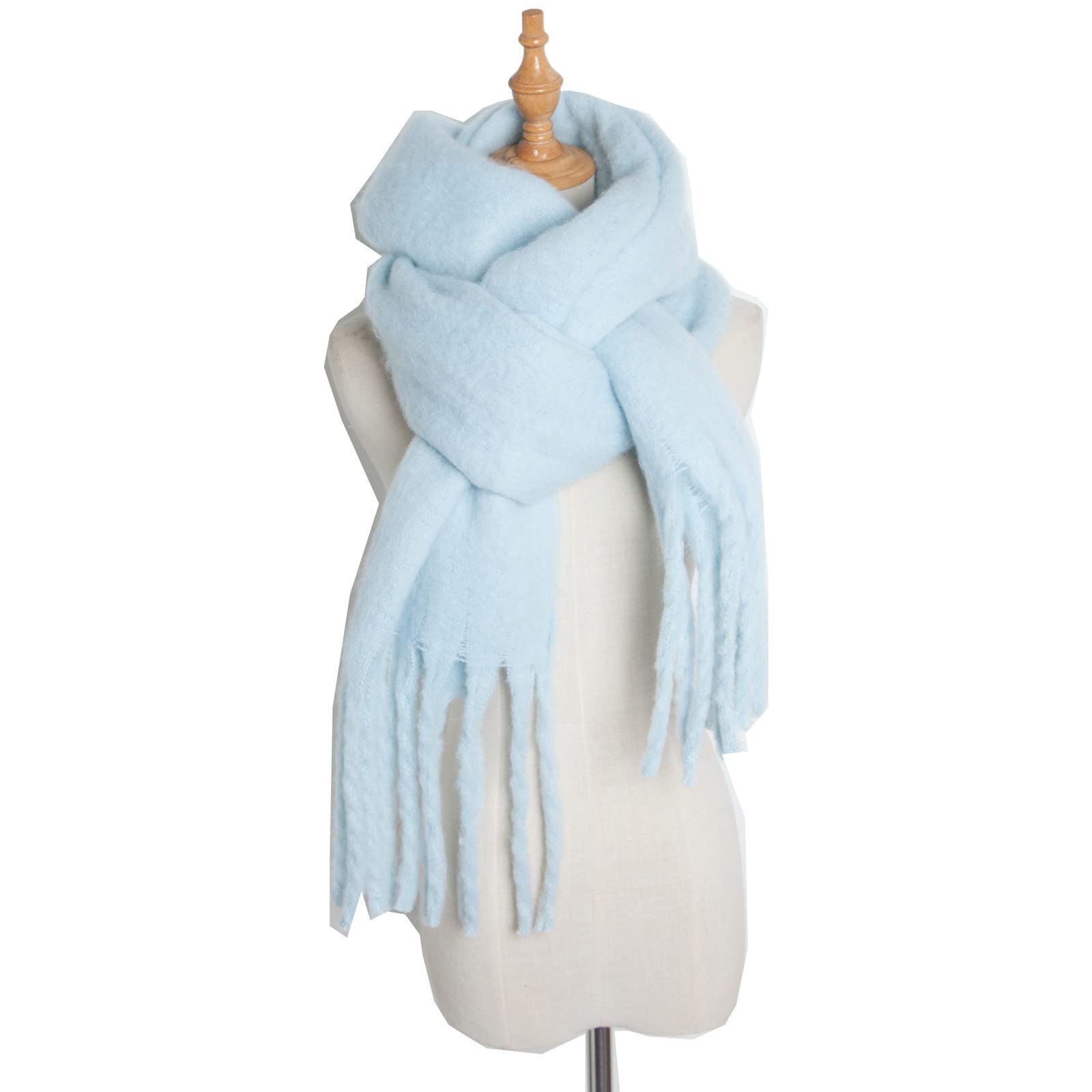 Elegant Wraps Large Scarf Women's Long Blanket Chunky Oversized Winter Fall Warm Scarf Big (Light Blue, One Size)