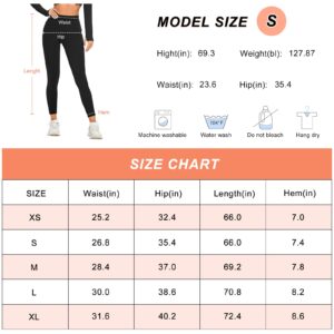 Guooolex Women Fleece Lined Thermal Leggings High Waist Winter Athletic Base Layer Bottoms Warm Compression Leggings Pants Black