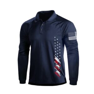 h hyfol long sleeve polo shirts for men graphic stretch casual american patriotic raglan golf polos for men(navy blue,xl)