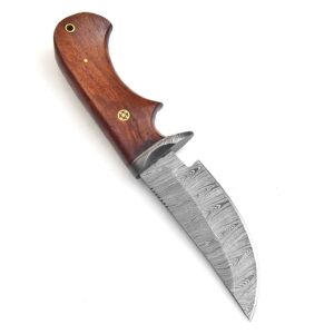 BCK Custom Handmade Fixed Blade Damascus Knife for Hunting & Hiking Damascus Knife with Sheath for Outdoor, brown