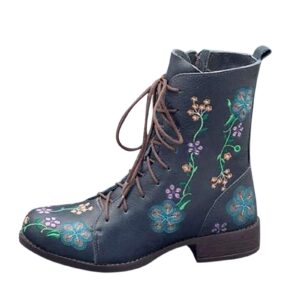 cowgirl boots women square toe, rain boots for women womens bling boots vintage shoes boho booties waterproof wide calf boots women's rain boots blue