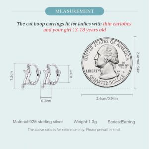 MUNDELL 925 Sterling Silver Cute Cat Tiny Huggie Hoop Earrings for Cat Lovers Hypoallergenic Earrings for Women Fine Jewelry