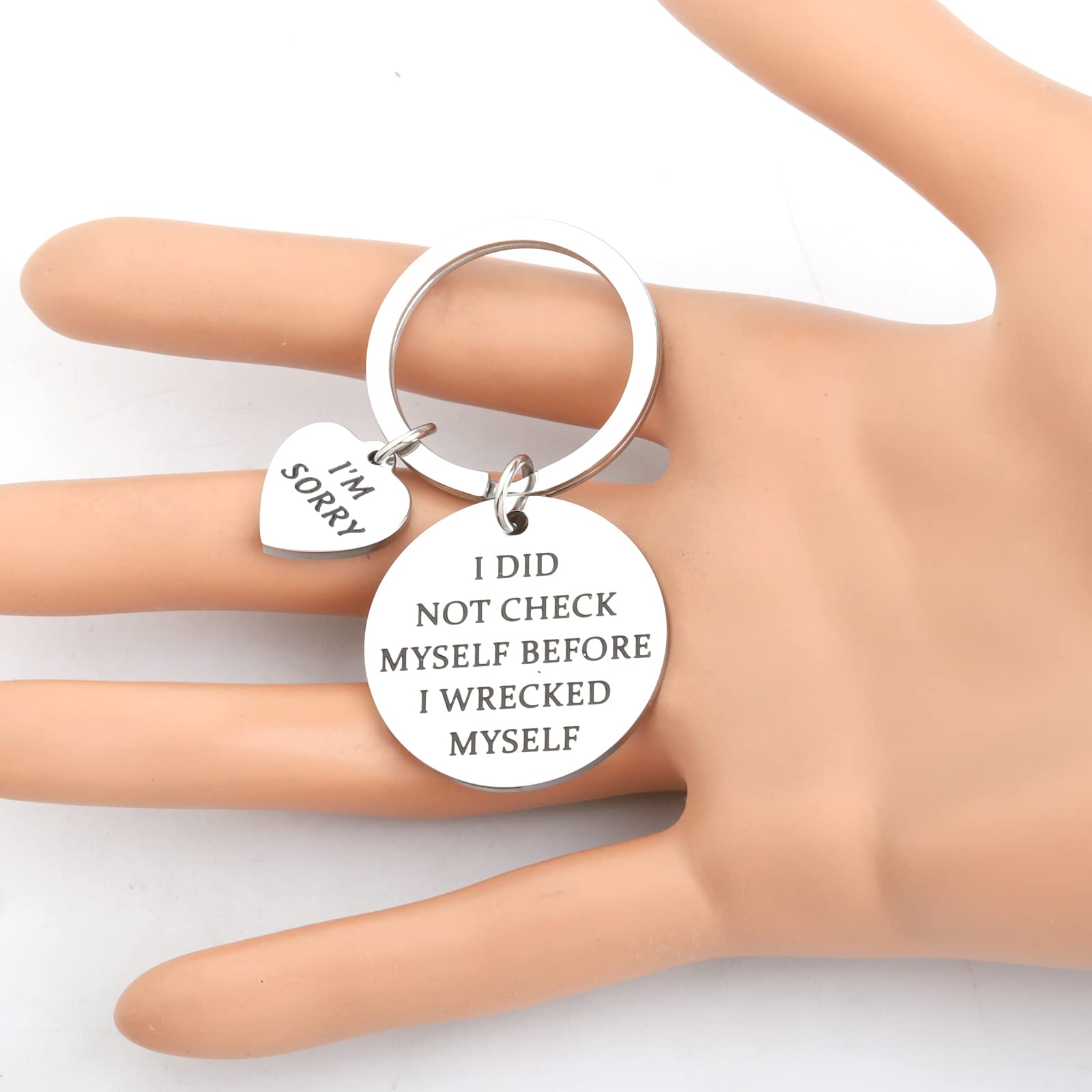 TGBJE I'm Sorry Gift I Did Not Check Myself Before I Wrecked Myself Keychain Forgiveness Gift Apology Keychain Gift For Best Friend (wrecked myself kc)