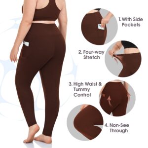 MOREFEEL Plus Size Leggings for Women with Pockets-Stretchy X-4XL Tummy Control High Waist Womens Leggings Workout Yoga Pants