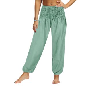 Dreamlascar Women's Smock Thai Pants Sporty Gym Athletic Jogger Pants Solid Soft Loose Yoga Pants Casual Lounge Trousers Mint Green