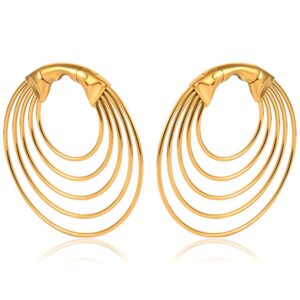 Atomhole 2 PCS Hoops Ear Weights for Stretched Ears Gauges Ear Plugs Body Piercing Tunnels 316 Stainless Steel Hypoallergenic Fashion Body Jewelry (For Lobe in 2G (6mm) or Larger, Gold)