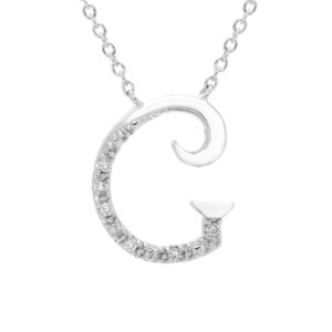 .925 sterling silver diamond accented ‘g’ initial necklace, adjustable 18”-20" (g-h color, i2-i3 clarity)