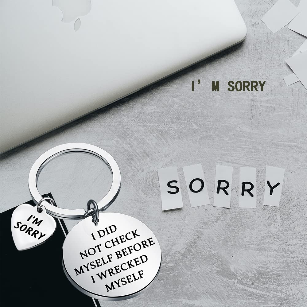 TGBJE I'm Sorry Gift I Did Not Check Myself Before I Wrecked Myself Keychain Forgiveness Gift Apology Keychain Gift For Best Friend (wrecked myself kc)