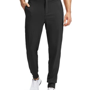 Soothfeel Men's Golf Joggers Pants with 5 Pockets Slim Fit Stretch Sweatpants Running Travel Dress Work Pants for Men(Black, S