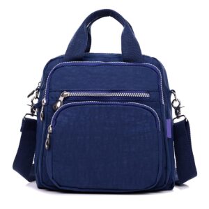 Women's backpack Nylon bag shoulder messenger bag portable ladies backpack multifunctional female handbag (Navy blue)