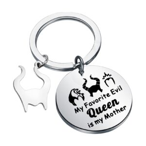 TGBJE Villains Evil Queen Gift My Favorite Evil Queen is my Mother Keychain Villains Gift Witches Gift Movie Inspired Gift (evil queen kc)